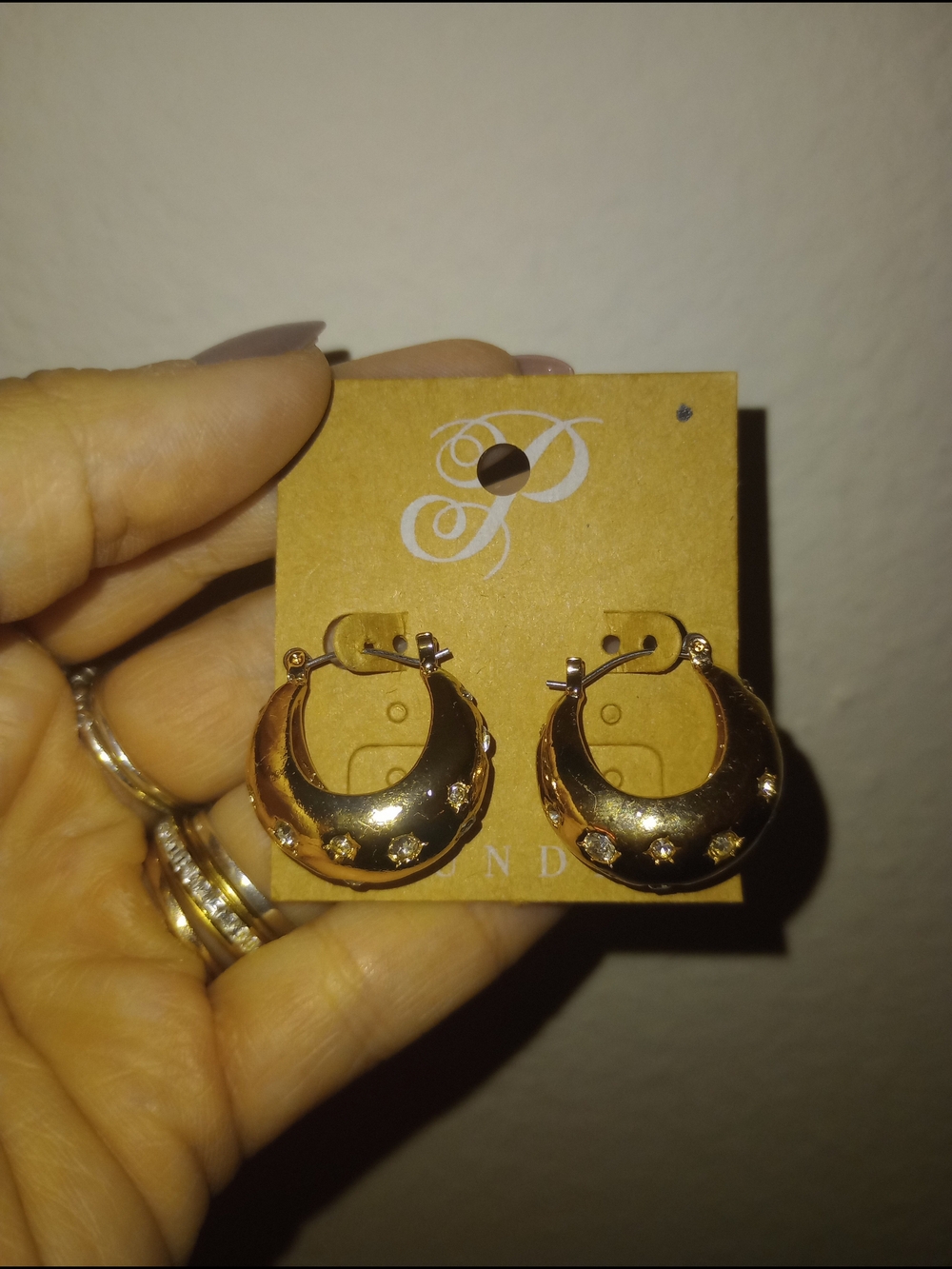 Plunder Gold Hoop Earrings with Faceted Accents